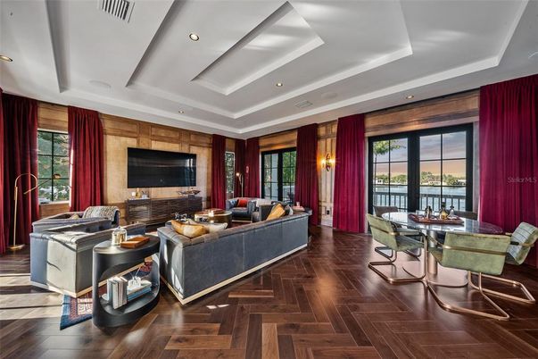 Interior, Living room, Recessed Lighting, Wood Texture Flooring