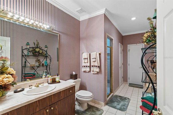 Bathroom, Interior, Recessed Lighting, Tile Countertops