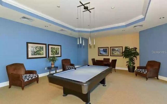 Billiard Table, Game Room, Interior, Pendant Lights, Recessed Lighting