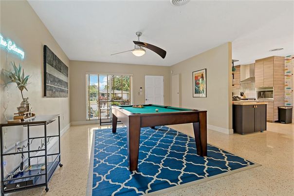 Billiard Table, Game Room, Interior, Kitchen