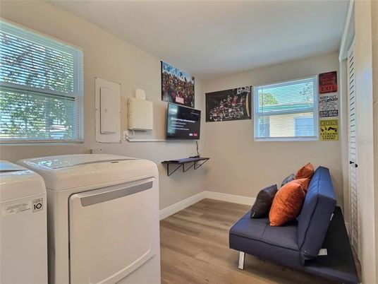 Interior, Washer, Wood Texture Flooring