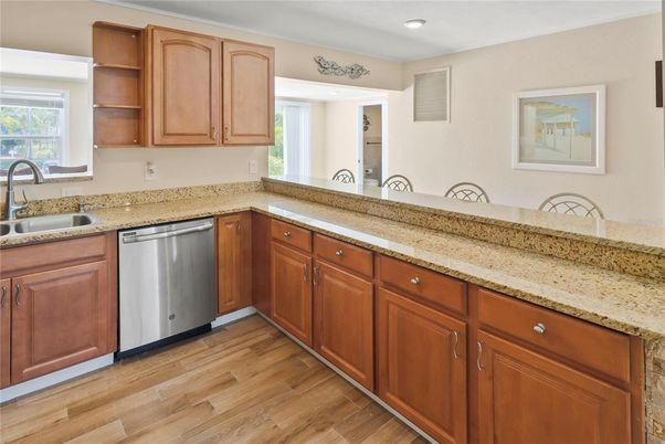 Interior, Kitchen, Recessed Lighting, Wood Texture Flooring