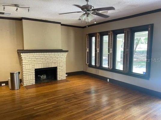 Empty room, Fireplace, Interior, Wood Texture Flooring