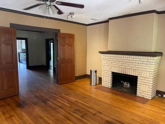 Empty room, Fireplace, Interior, Wood Texture Flooring