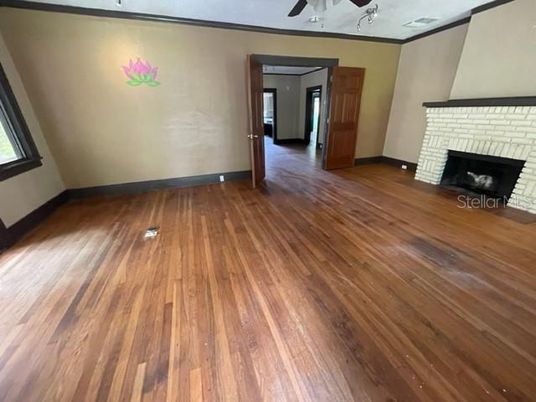 Empty room, Fireplace, Interior, Wood Texture Flooring