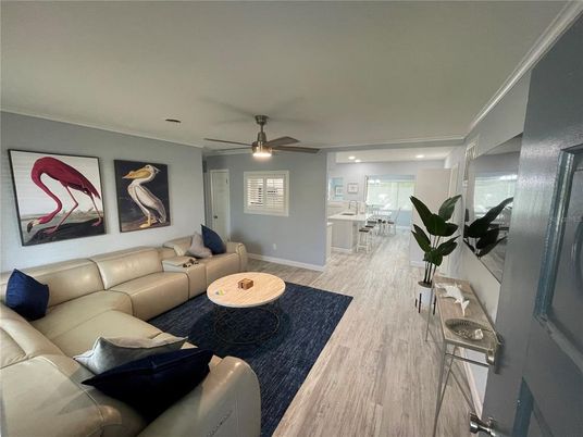 Interior, Living room, Recessed Lighting, Wood Texture Flooring