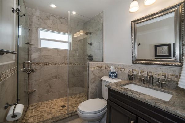 Bathroom, Glass Shower, Interior, Recessed Lighting