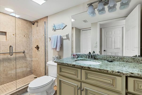 Bathroom, Glass Shower, Interior, Recessed Lighting