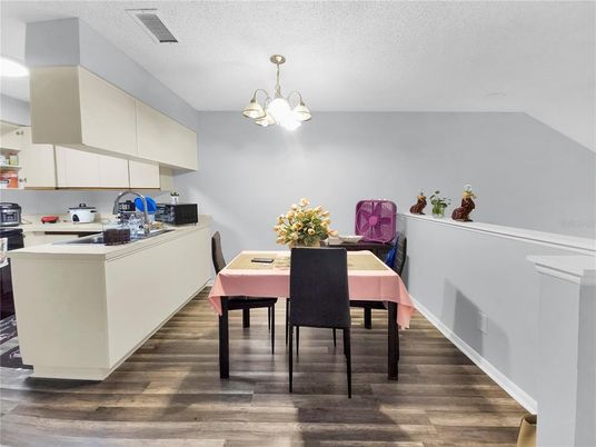 Chandelier, Dining room, Interior, Kitchen, Pendant Lights, Wood Texture Flooring