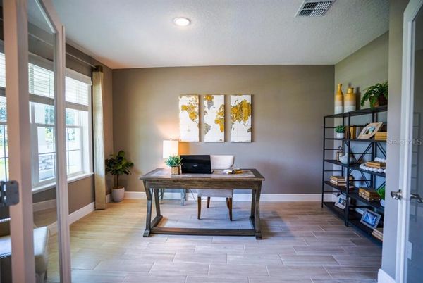 Home Office, Interior, Recessed Lighting, Wood Texture Flooring