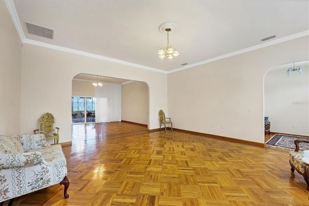 Empty room, Interior, Pendant Lights, Wood Texture Flooring