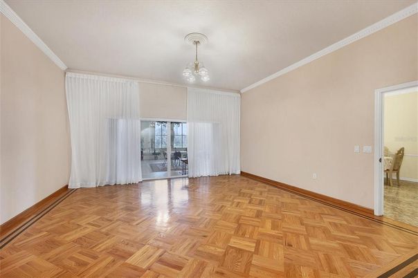 Chandelier, Empty room, Interior, Wood Texture Flooring