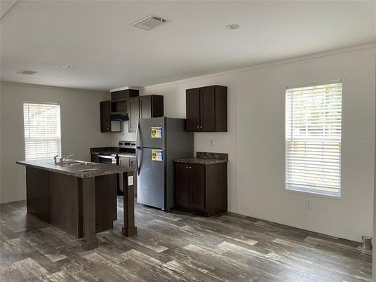 Interior, Kitchen, Recessed Lighting, Wood Texture Flooring