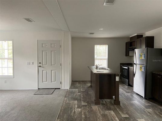 Home Office, Interior, Kitchen, Recessed Lighting, Wood Texture Flooring