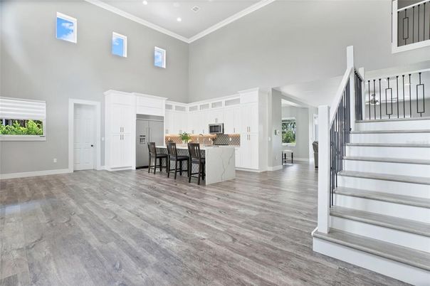 Interior, Kitchen, Recessed Lighting, Wood Texture Flooring
