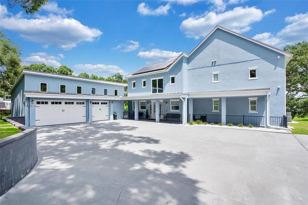 Attached, Exterior, Facade, Solar Panels, Farmhouse