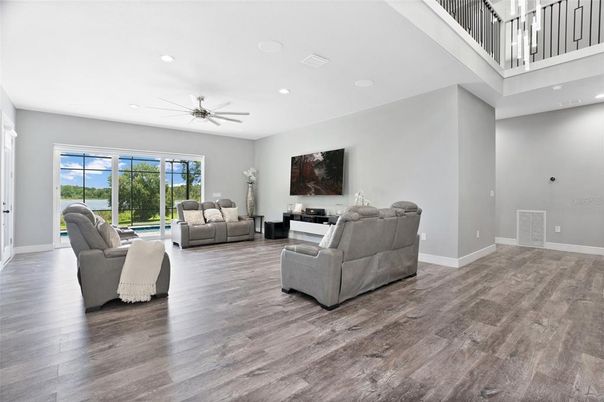 Interior, Living room, Recessed Lighting, Wood Texture Flooring