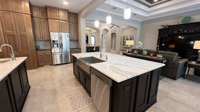 Interior, Kitchen, Pendant Lights, Recessed Lighting, Stainless Steel Appliances