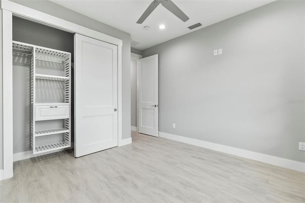 Empty room, Interior, Recessed Lighting, Wood Texture Flooring