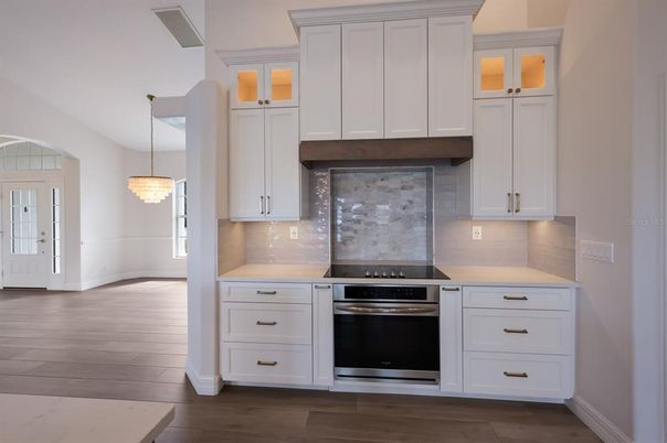 Interior, Kitchen, Pendant Lights, Stainless Steel Appliances, Wood Texture Flooring