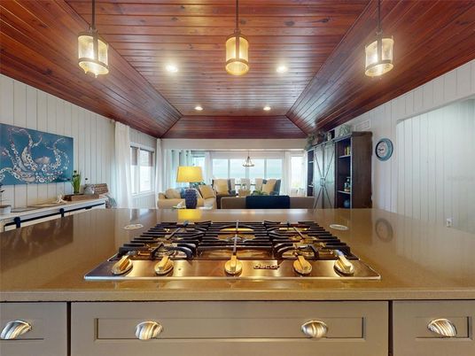 Interior, Kitchen, Pendant Lights, Recessed Lighting, Wooden Ceilings
