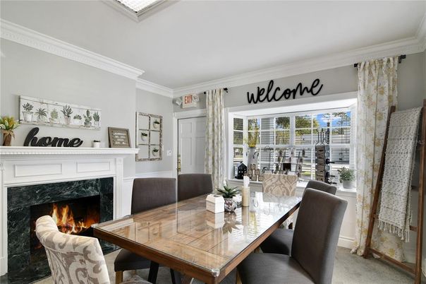 Dining room, Fireplace, Interior
