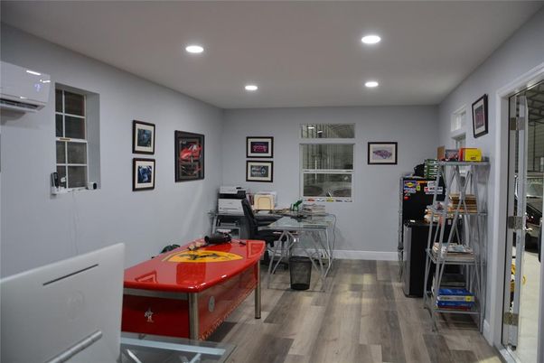 Home Office, Interior, Recessed Lighting, Wood Texture Flooring