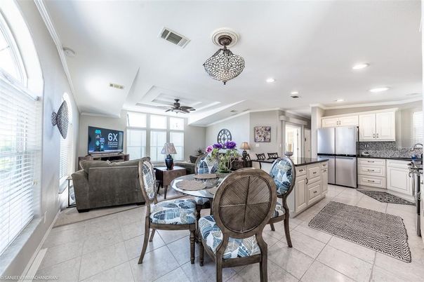Dining room, Interior, Kitchen, Living room, Recessed Lighting, Stainless Steel Appliances