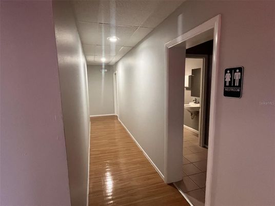 Bathroom, Interior, Recessed Lighting, Wood Texture Flooring