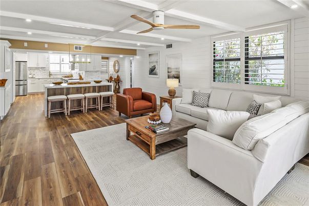Dining room, Interior, Kitchen, Living room, Pendant Lights, Recessed Lighting, Wood Texture Flooring