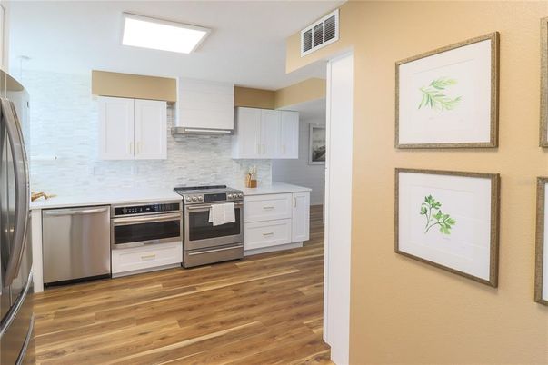 Interior, Kitchen, Stainless Steel Appliances, Wood Texture Flooring