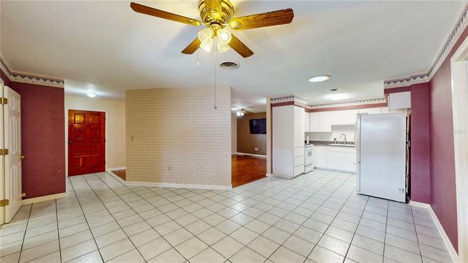 Empty room, Interior, Kitchen, Recessed Lighting