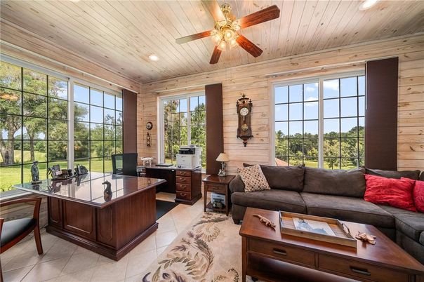 Home Office, Interior, Recessed Lighting, Wooden Ceilings, Wooden Walls