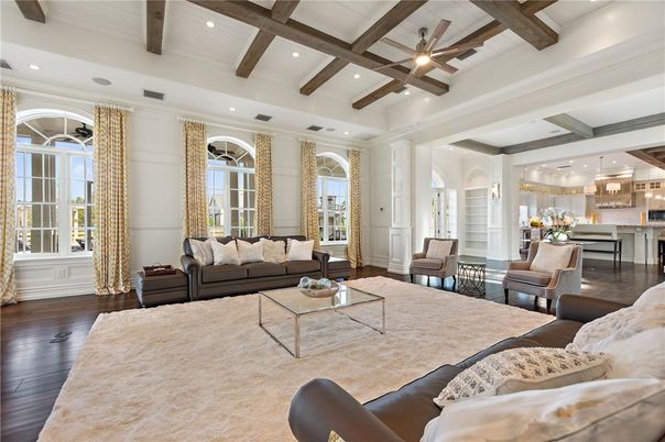 Interior, Kitchen, Living room, Recessed Lighting, Wooden Beams, Wood Texture Flooring