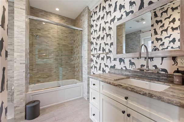 Bathroom, Glass Shower, Interior, Recessed Lighting