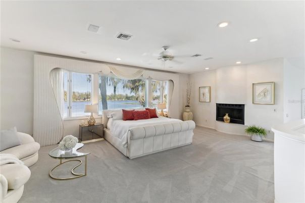 Bedroom, Fireplace, Interior, Recessed Lighting