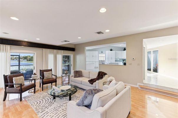 Interior, Living room, Recessed Lighting, Wood Texture Flooring