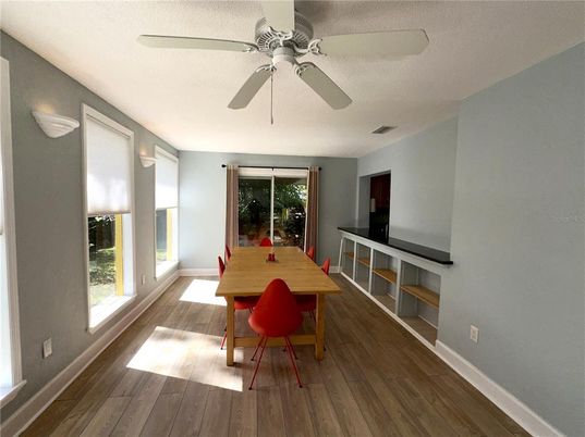 Dining room, Interior, Wood Texture Flooring