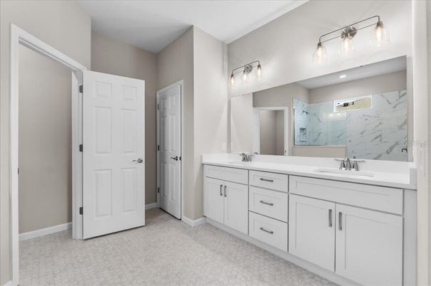 Bathroom, Dual Sink Vanities, Interior, Marble Walls