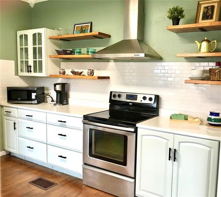 Interior, Kitchen, Stainless Steel Appliances, Wood Texture Flooring