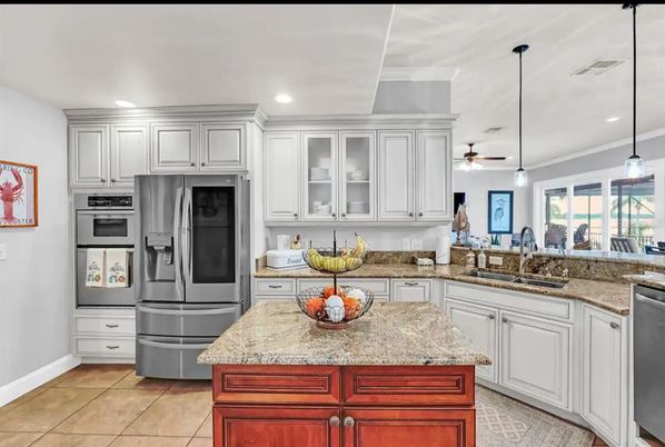 Interior, Kitchen, Pendant Lights, Recessed Lighting, Stainless Steel Appliances