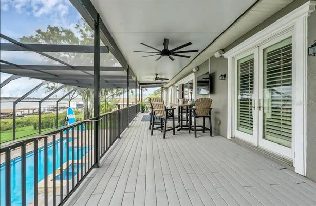 Glass Ceilings, Interior, Pool, Sun Room, Wood Texture Flooring