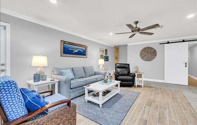 Interior, Living room, Recessed Lighting, Wood Texture Flooring