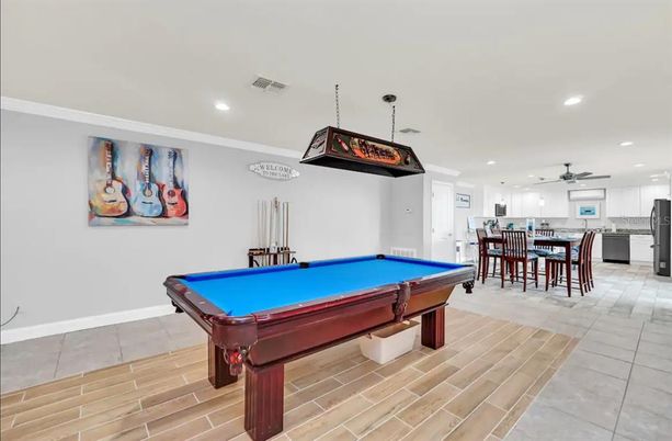 Billiard Table, Dining room, Game Room, Interior, Pendant Lights, Recessed Lighting
