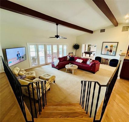 Fireplace, Interior, Living room, Wooden Beams, Wood Texture Flooring