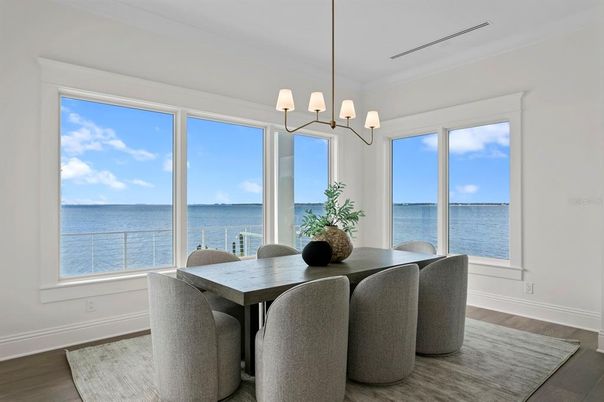 Chandelier, Dining room, Interior, Pendant Lights, Water, Wood Texture Flooring