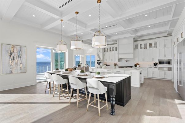 Interior, Kitchen, Pendant Lights, Recessed Lighting, Water, Wood Texture Flooring