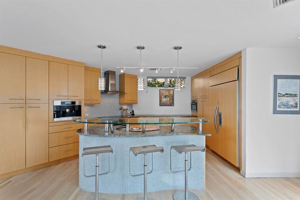 Interior, Kitchen, Pendant Lights, Wood Texture Flooring