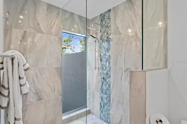 Bathroom, Glass Shower, Interior, Marble Walls
