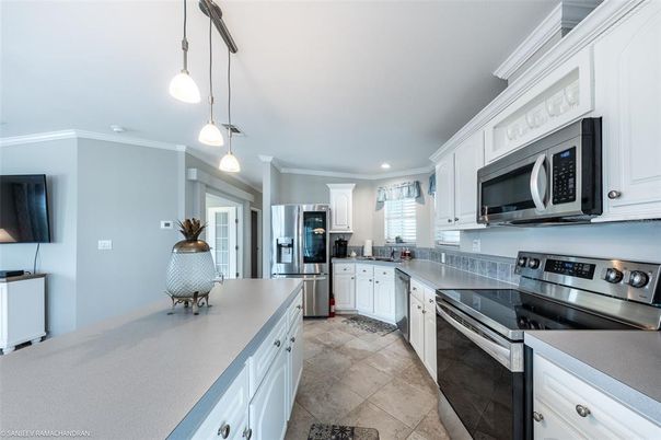 Interior, Kitchen, Pendant Lights, Recessed Lighting, Stainless Steel Appliances